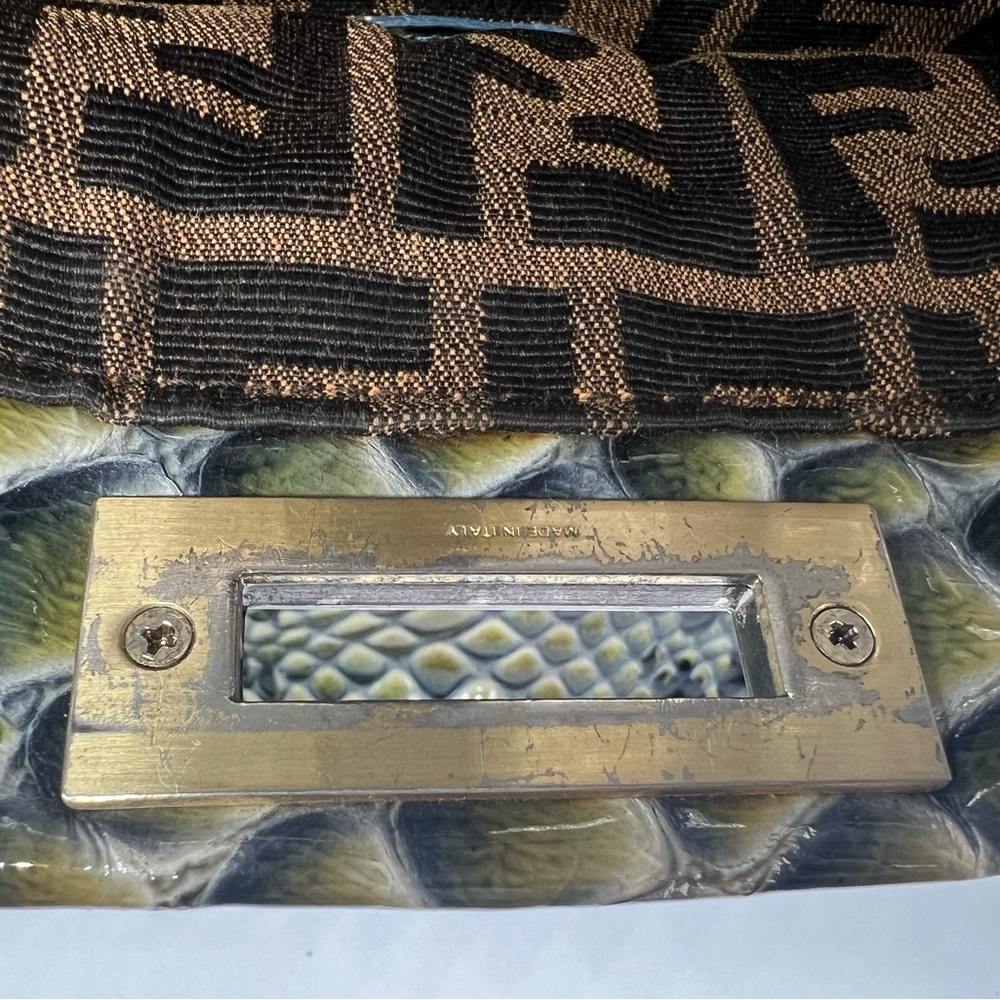 FENDI Peekaboo Iconic Watercolor Textured Snakeskin Embossed Leather Satchel Bag - Picture 13 of 17